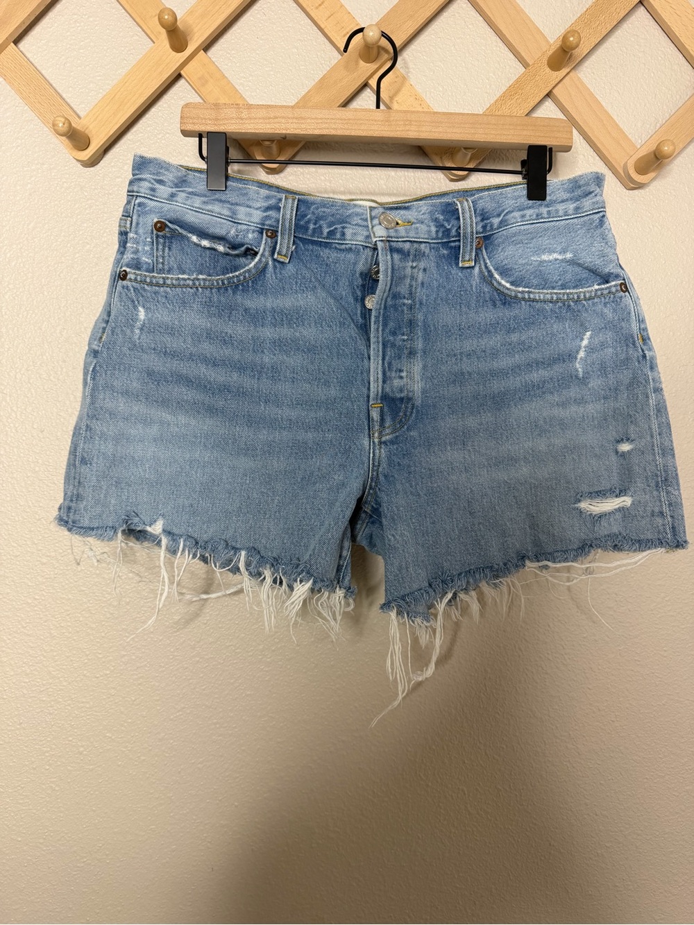 Agolde Parker Long Denim Shorts Sz 30 - Picture 2 of 8